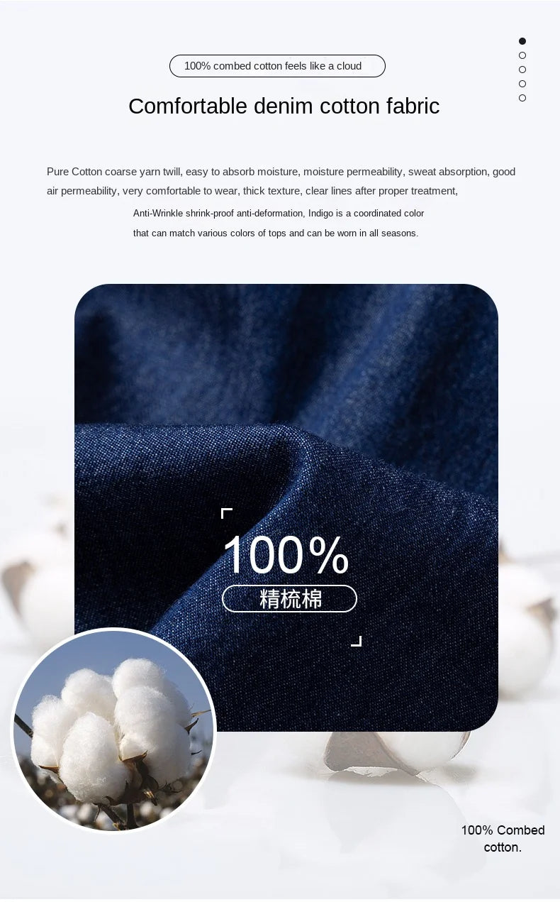 2025 Denim Long-Sleeve Double or Single  Pocket Design Shirt Classic 100% Cotton Fashion Embroider Comfortable Clothes