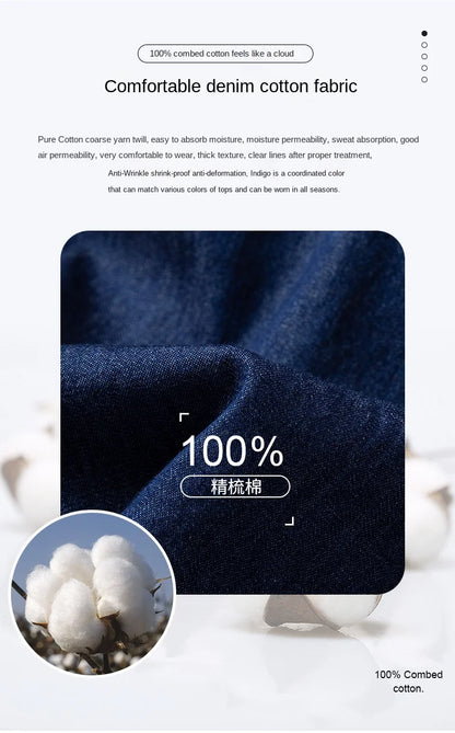 2025 Denim Long-Sleeve Double or Single  Pocket Design Shirt Classic 100% Cotton Fashion Embroider Comfortable Clothes