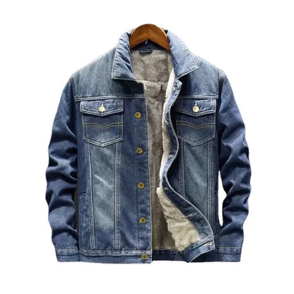 Chaqueta de algodón vaquera de invierno para hombre, chaqueta cálida acolchada más gruesa de talla grande