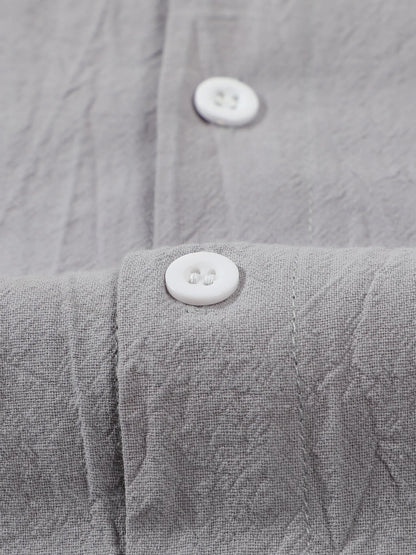 Autumn men's clothing 2025 new item men's solid color cotton and linen shirt stand up collar cardigan long sleeved casual busine