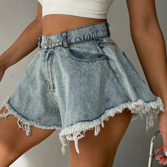 Pantalones cortos de mezclilla para Mujer, Ropa de playa de verano, Pantalones Cortos holgados de pierna ancha para Mujer, Ropa de moda para Mujer