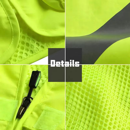 Workwear Safety Vest with Multi Pocket Emergency Rescue Volunteers Communication Safety Jacket Outdoor Work Clothing
