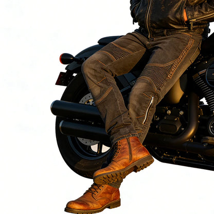 Men Kevlar Motorcycle Jeans Windproof Abrasion Resistant Protective Pants Blue Off Road Riding Trousers Four Season Gear