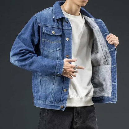 Chaqueta de algodón vaquera de invierno para hombre, chaqueta cálida acolchada más gruesa de talla grande