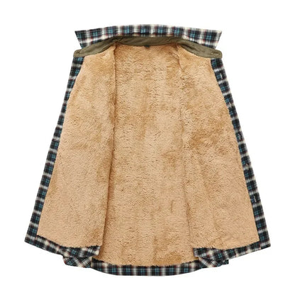 Men Winter Casual Shirts Jackets Fleece Warm Plaid Shirts Coats High Quality Men Cotton Fit Business Outerwear Shirts Jackets 4