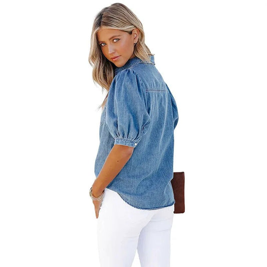 Camisas vaqueras holgadas e informales para mujer, camisas y blusas Vintage de gran tamaño, moda juvenil, Tops para mujer 2023