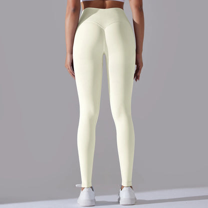 Seamless Yoga Pant Cross Over Waistband Sports Fitness Legging Women High Waist Gym Scrunch Butt Running Workout Leggings