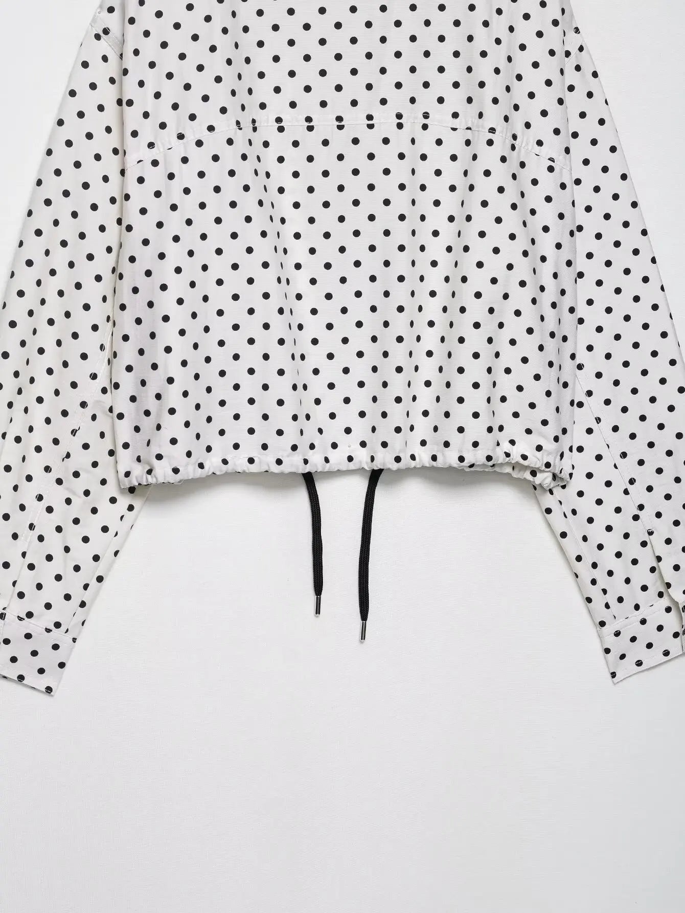 Woman Autumn Long Sleeves Turtleneck Zipper With Pockets Drawstring Casual Coats Women Fashion Polka Dot Printed Jacket