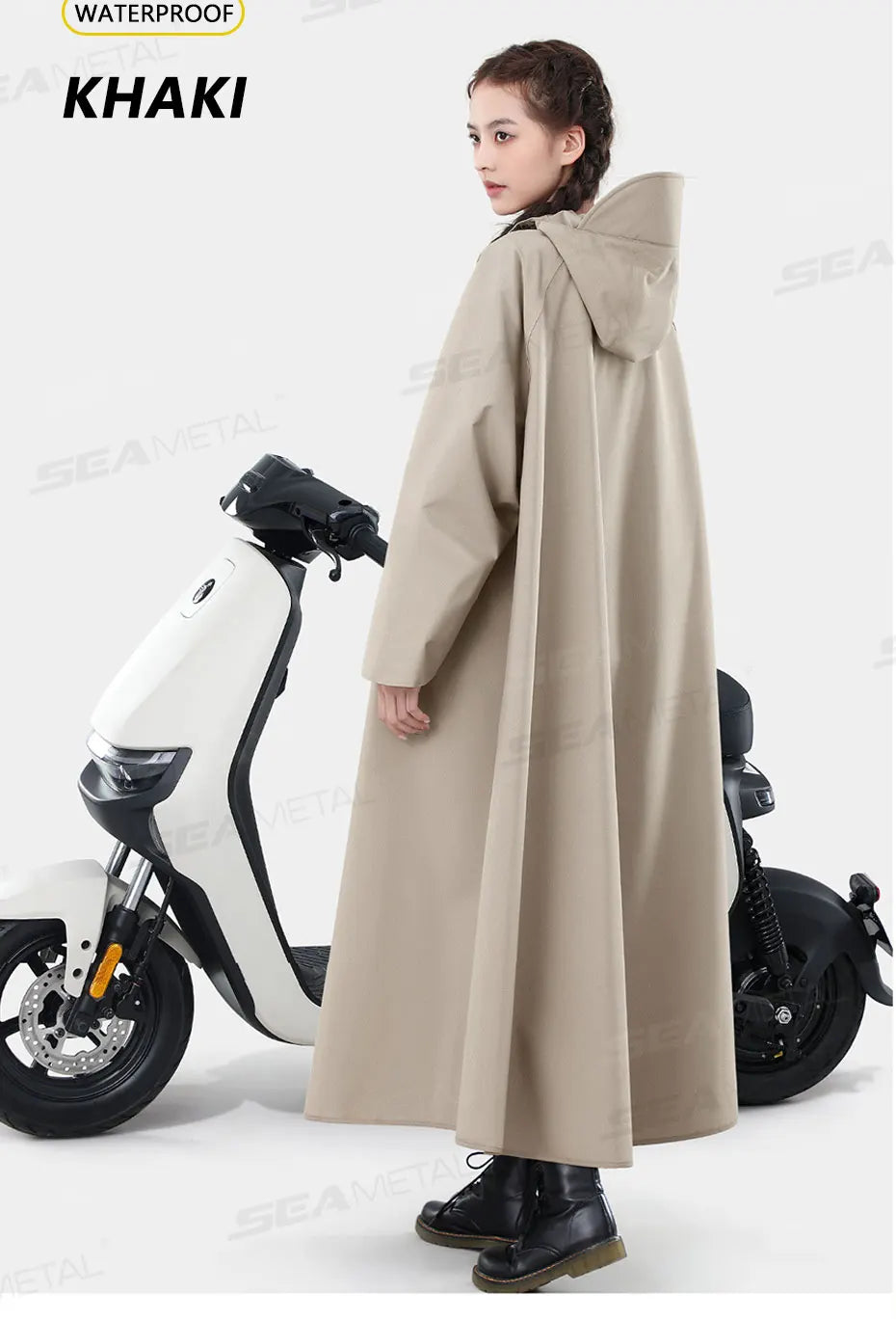Thicken Oxford Waterproof Rain Gear Rain Poncho Unisex Fashion Rain Coat Long Raincoat Loose Oversized Hooded Rainwear