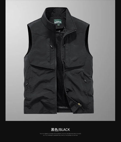 Men Outdoor Cargo Vests 8XL New Summer Thin Mesh Breathable Waistcoats Fishing Sleeveless Jackets Male Sportswear Casual Vests