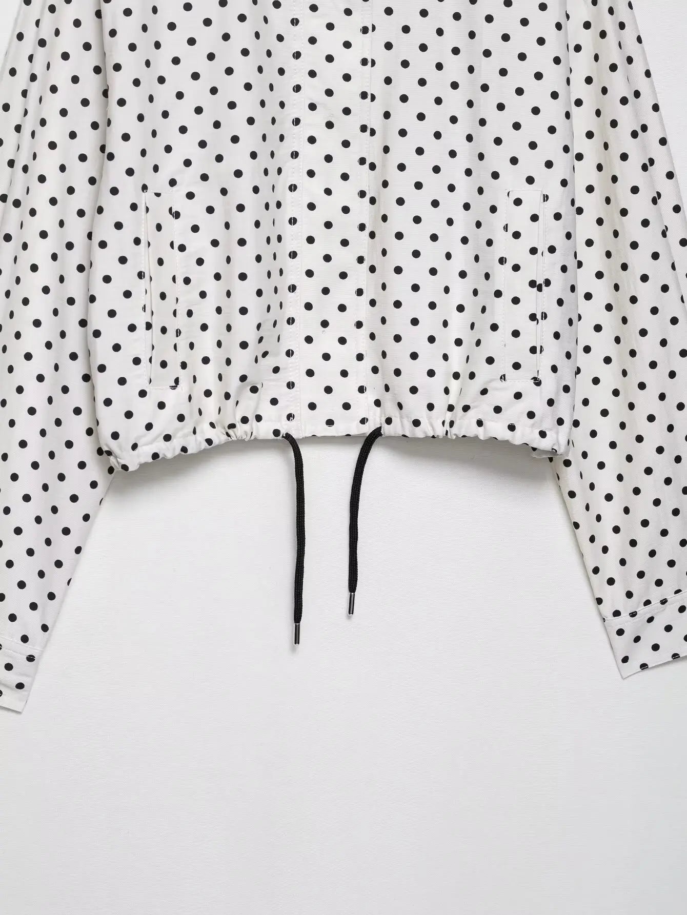 Woman Autumn Long Sleeves Turtleneck Zipper With Pockets Drawstring Casual Coats Women Fashion Polka Dot Printed Jacket