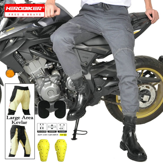 Men Motorcycle Riding Jeans Kevlar Pants Soft Casual Outdoor Protective Knee Hip Pads Pantalon Racing Pants with Hip Knee Armor