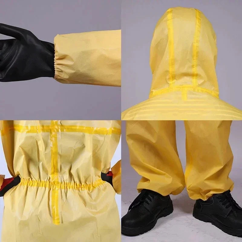 One Piece Chemical Protective Clothing Work Coverall Hazardous Chemical Liquid Sulfuric Acid And Alkali Resistant Protection