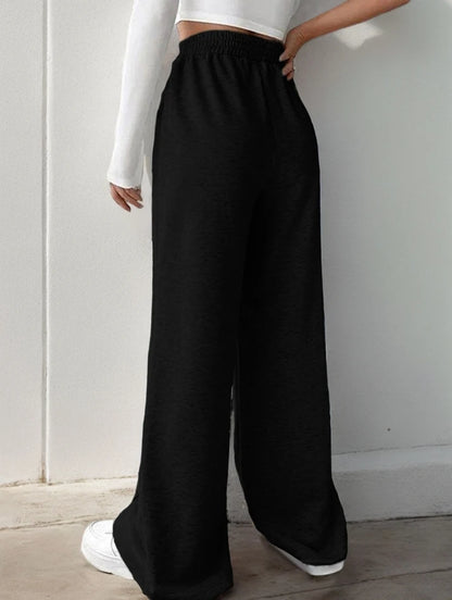 Athleisure Women's Pants Grey Loose Wide Leg Pants V-shaped High Waist Spliced Wide Leg Pants Women's Casual Loose Trouser