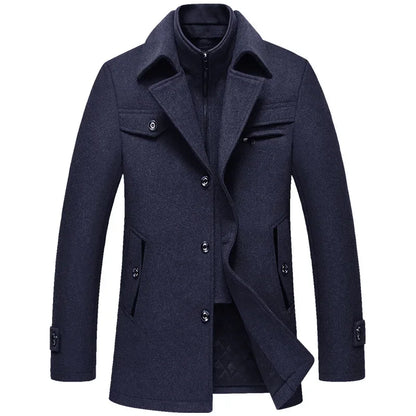 Men Winter Trench Coats Cashmere Wool Blends Man Winter Jackets Overcoats High Quality Male Business Casual Trench Coats 5XL