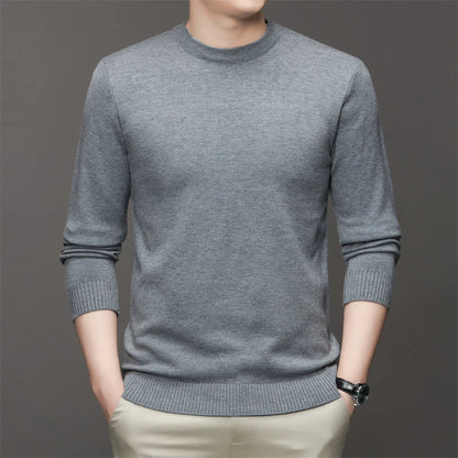 7 Colour Men's Round Neck Long Sleeved Solid Color Sweater Soft Warm and Comfortable Top with a Base