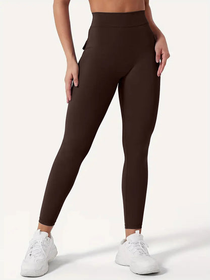 Women's High-Waisted Butt-Lifting V-Back Seamless Gym Yoga Leggings with Pockets