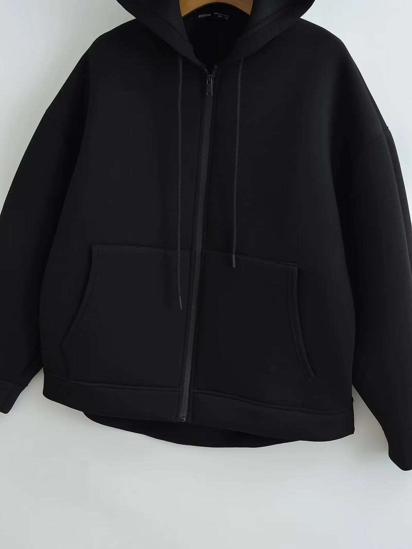 HH 2026 Casual Women's Soild Zipper Hoodie Long Sleeve Big Pocket Zipper Jacket With Hood Female Loose Outerwear Coat Tops