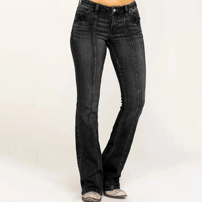 Women's Retro Washed Low Waisted Flared Jeans 2024 New Chic Casual Wide-leg Pants Female Sexy Denim Street Trousers Y2K Bottoms