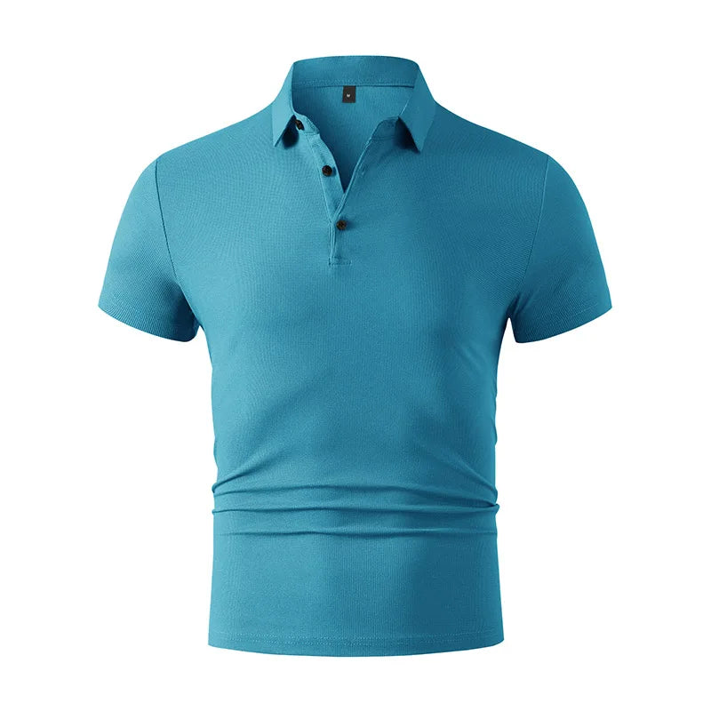 2025 New Men's Casual and Fashionable Simple Collared Short Sleeved Polo Shirt Summer Comfortable Breathable and Versatile Top