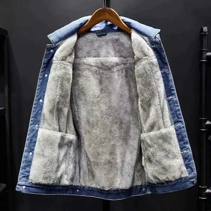 Chaqueta de algodón vaquera de invierno para hombre, chaqueta cálida acolchada más gruesa de talla grande