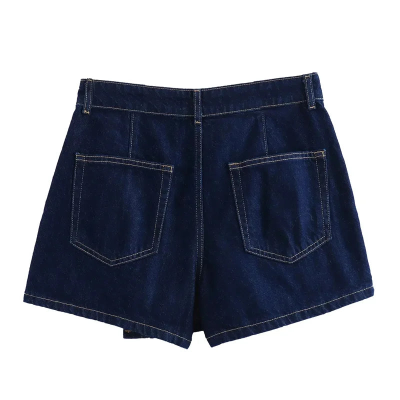 Blue Denim Shirt Woman Short Sleeve Cropped Shirt Women Summer Short Tops Woman Streetwear Y2k Stylish Women's Blouses