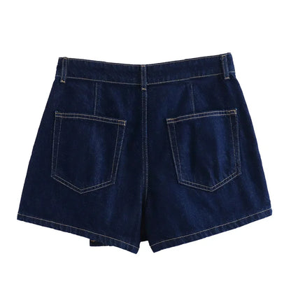 Blue Denim Shirt Woman Short Sleeve Cropped Shirt Women Summer Short Tops Woman Streetwear Y2k Stylish Women's Blouses