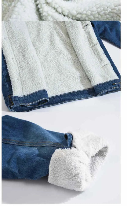 2025 Autumn/Winter New Fashion Solid Color Lamb Wool Denim Jacket Men's Casual Thick Warm High Quality Plus-Size Jacket M-3XL