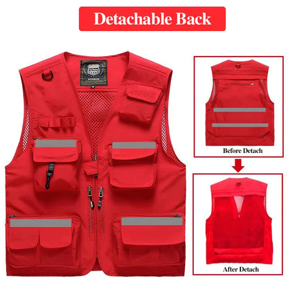Workwear Safety Vest with Multi Pocket Emergency Rescue Volunteers Communication Safety Jacket Outdoor Work Clothing