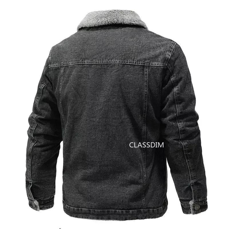 Men Winter Black Denim Jackets Fleece Warm Coats Good Quality Male Casual Winter Jackets Outwear Casual Coats Winter Clothes S-4XL
