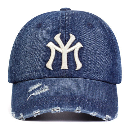 New Unisex Letter Embroidery Hole Denim Baseball Caps Spring Autumn Outdoor Adjustable Casual Hats Sunscreen Hat