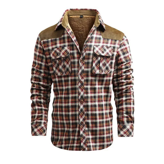 Men Winter Casual Shirts Jackets Fleece Warm Plaid Shirts Coats High Quality Men Cotton Fit Business Outerwear Shirts Jackets 4