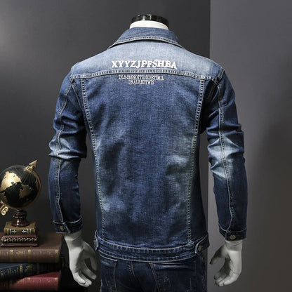 Embroidered Denim Coat Men Spring and Autumn Jeans Jacket , Tops Men Jacket High-quality Denim Outerwear