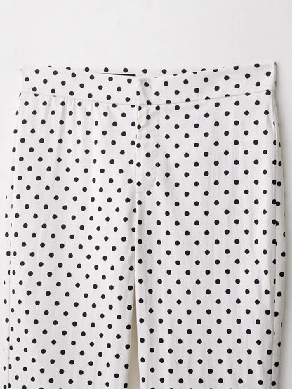 Woman Autumn Long Sleeves Turtleneck Zipper With Pockets Drawstring Casual Coats Women Fashion Polka Dot Printed Jacket