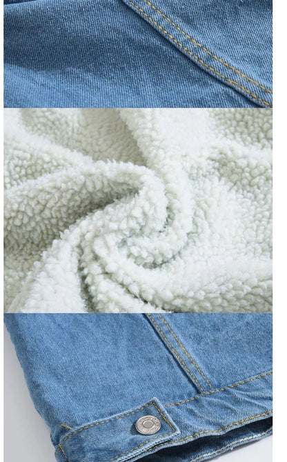 2025 Autumn/Winter New Fashion Solid Color Lamb Wool Denim Jacket Men's Casual Thick Warm High Quality Plus-Size Jacket M-3XL