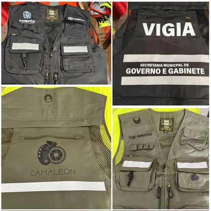 Workwear Safety Vest with Multi Pocket Emergency Rescue Volunteers Communication Safety Jacket Outdoor Work Clothing