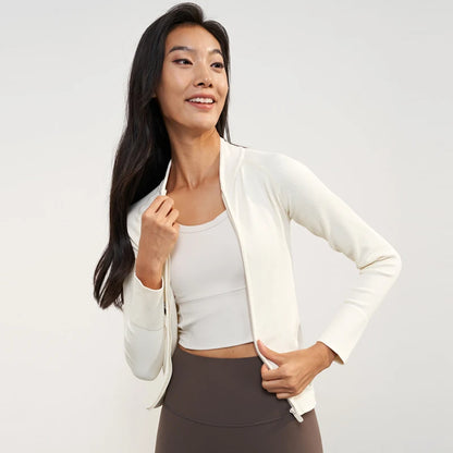 Vnazvnasi Spring New Design Women Thread Knit Jacket Zipped Long Sleeve Slim Girls Coat Outside Walk Or Running Sportswear
