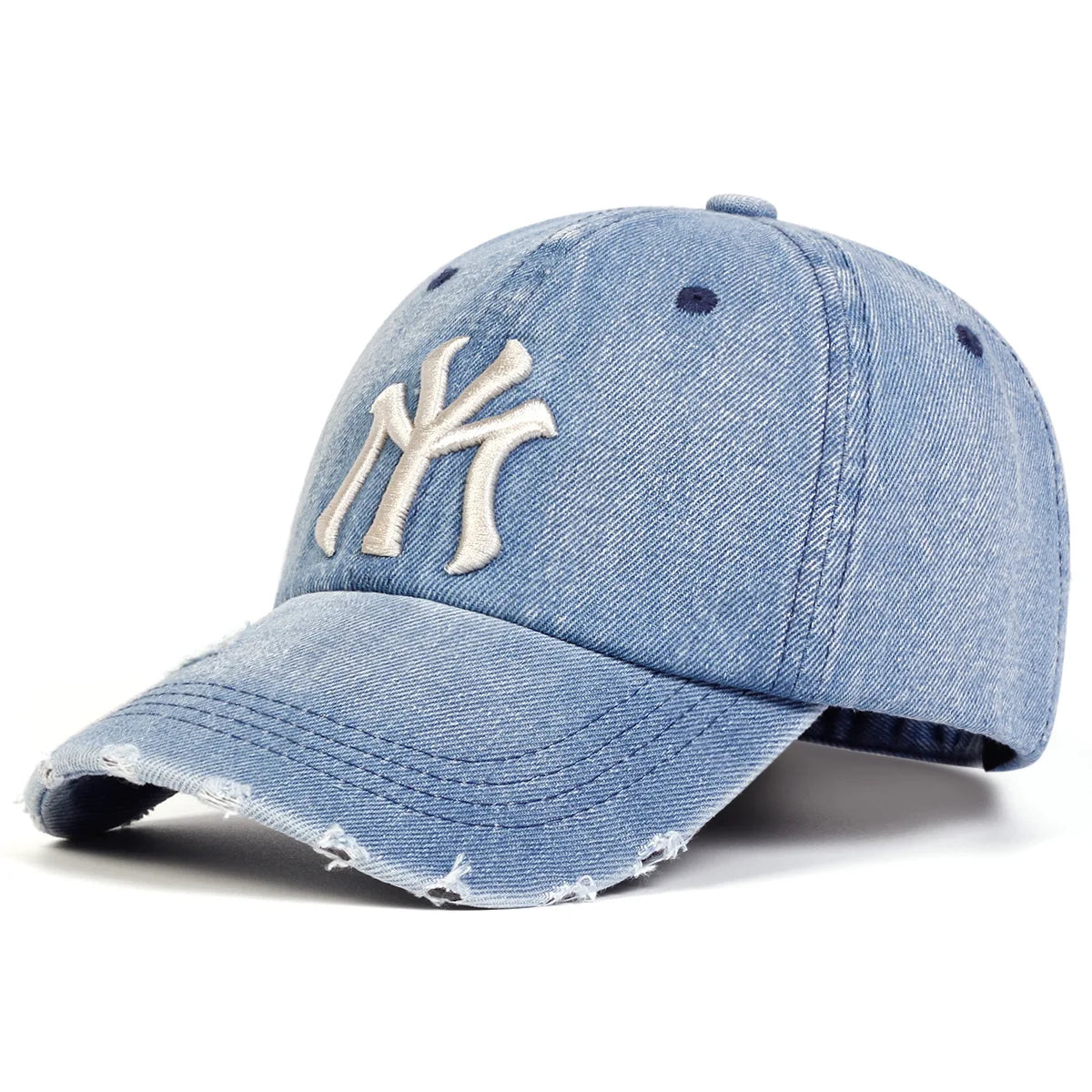 New Unisex Letter Embroidery Hole Denim Baseball Caps Spring Autumn Outdoor Adjustable Casual Hats Sunscreen Hat