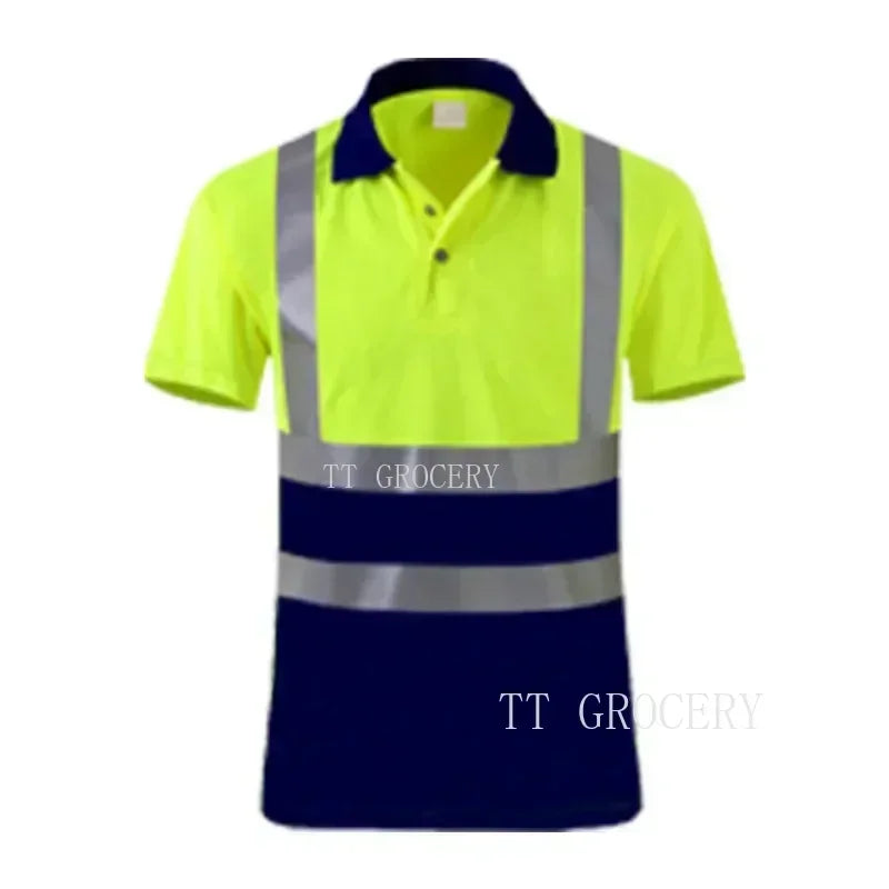 Quick-Dry Polo Shirt Work Reflective Labor Protection Safety Clothing Breathable Workwear Resistant Industrial Safety Shirt