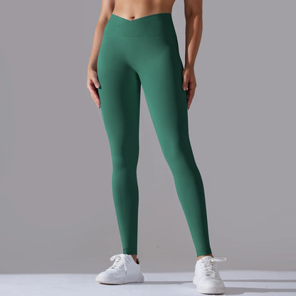 Seamless Yoga Pant Cross Over Waistband Sports Fitness Legging Women High Waist Gym Scrunch Butt Running Workout Leggings
