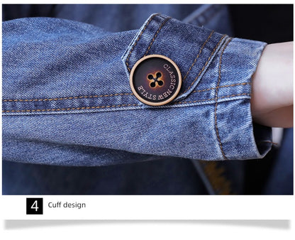 Mid Length Long Length Korean-Style Loose Casual Trench Coat Denim Jacket