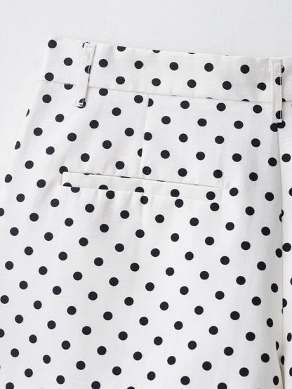 Woman Autumn Long Sleeves Turtleneck Zipper With Pockets Drawstring Casual Coats Women Fashion Polka Dot Printed Jacket