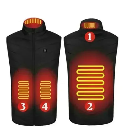 21 Areas Intelligent Electric Heating Vest Men's Winter Warm Jacket Usb Dual Control Infrared Heating Suit Casual Men Vest Coat