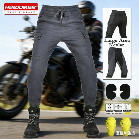 Men Motorcycle Riding Jeans Kevlar Pants Soft Casual Outdoor Protective Knee Hip Pads Pantalon Racing Pants with Hip Knee Armor