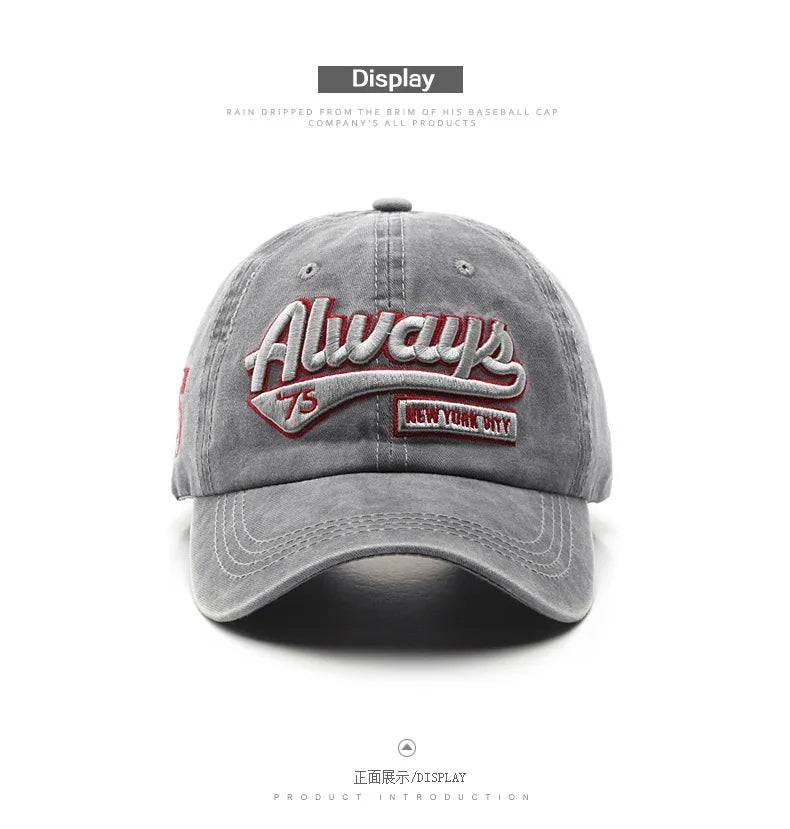 Summer Women Men Baseball Cap Fashion Letter Embroidery Snapback Hat Vintage Washed Cotton Unisex Hip Hop Sun Hat Casquette