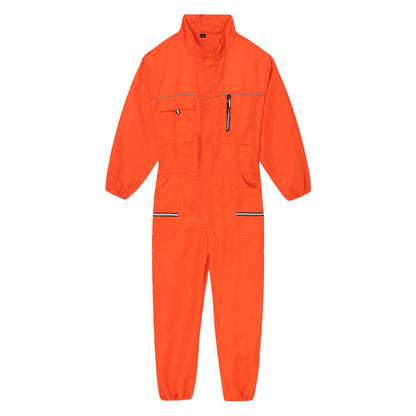 Men Resistant Coveralls Work Uniforms for Factory Workshop Stand Collar Long Sleeve Multi-pockets One-piece Jumpsuit Worker Wear