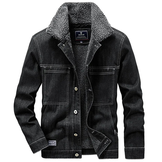New Fashion Men Winter Fleece Warm Denim Jackets Tooling Coats Quality Cotton Male Multi-pocket Casual Cargo Jackets Size M-5XL
