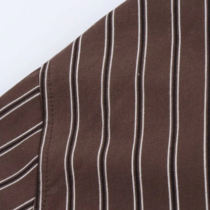 Autumn Blouses Woman Trendy Solid Stripe Turn-Down Collar Long Sleeve Buttons Single Breasted Female Street Shirts