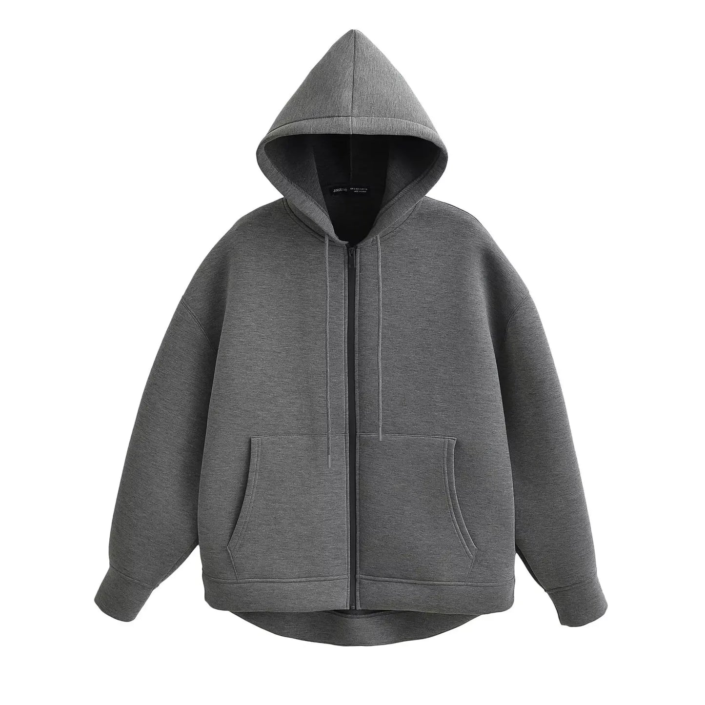 HH 2026 Casual Women's Soild Zipper Hoodie Long Sleeve Big Pocket Zipper Jacket With Hood Female Loose Outerwear Coat Tops