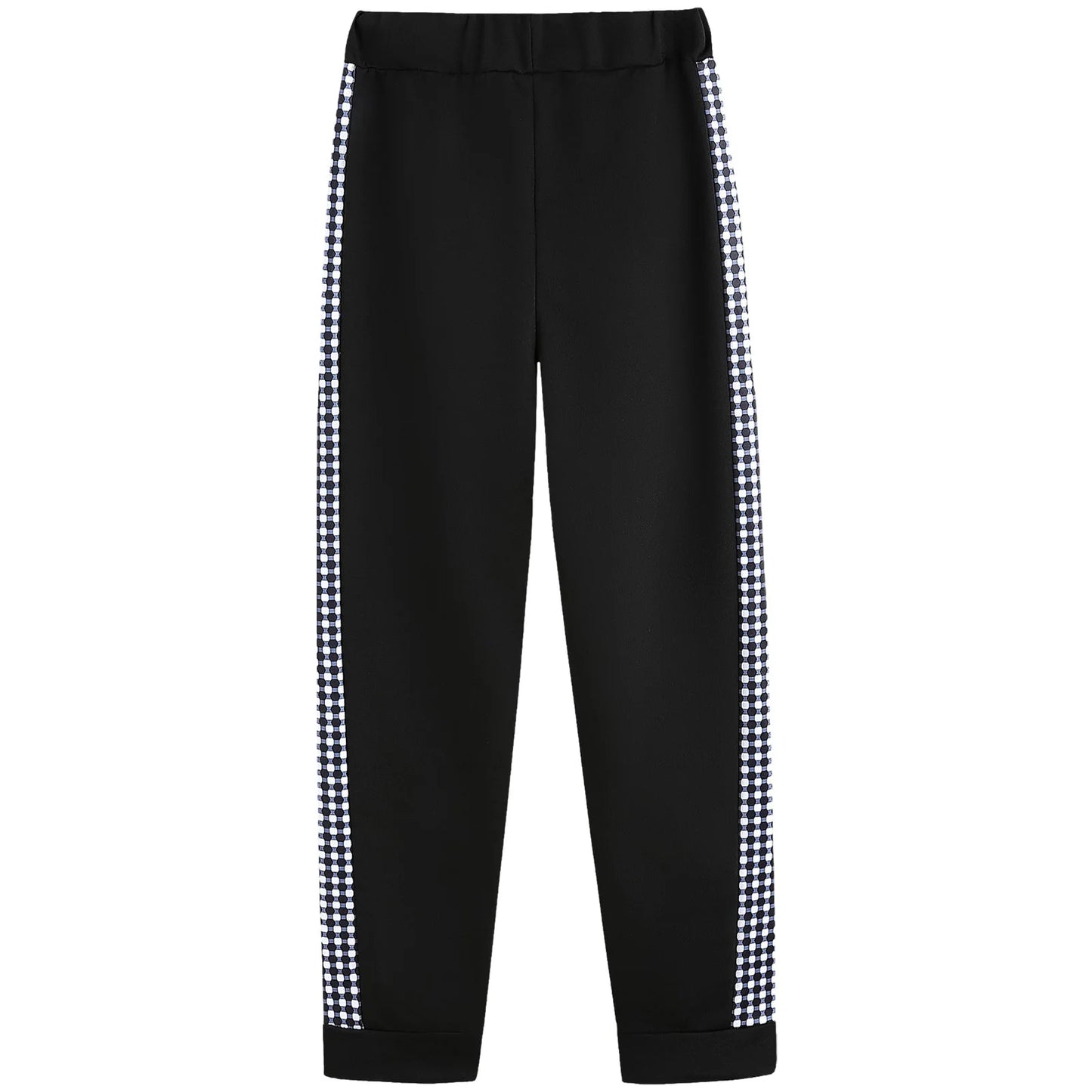 Athleisure Zipper Jacket Women's Suit Spring Fashion Patchwork Plaid Slim Fit Timid Feet Trousers Female 2 Piece Set 2025